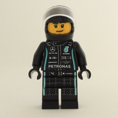 Figurine Race Driver, Black Racing Suit with Lime Trim, Black Helmet, Stubble du set 76909
