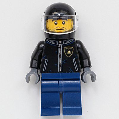 Figurine Race Driver, Black Racing Jacket, Dark Blue Legs, Black Helmet, Stubble du set 76908