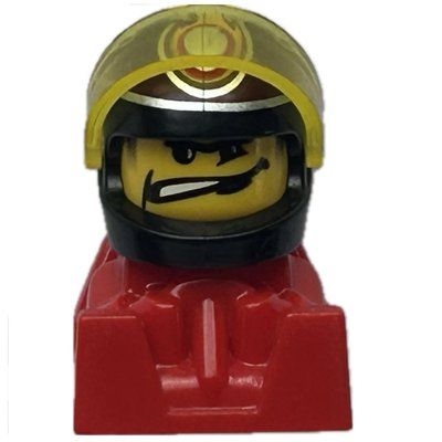 Minifigura Racer - Black Helmet,  Trans-Yellow Visor, Red Body del set 8364