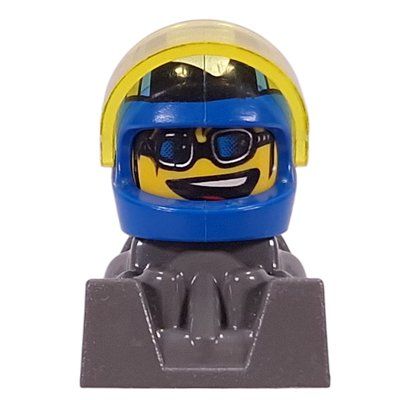 Minifigura Racer - Blue Helmet, Trans-Yellow Visor, Dark Gray Body del set 8364