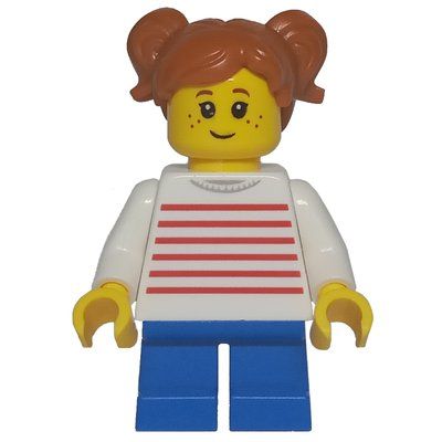 Minifiguur Kid - White Torso, Blue Legs, Dark Orange Hair uit set 40529