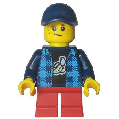 Minifiguur Kid - Dark Blue Torso, Red Legs, Dark Blue Cap uit set 40529