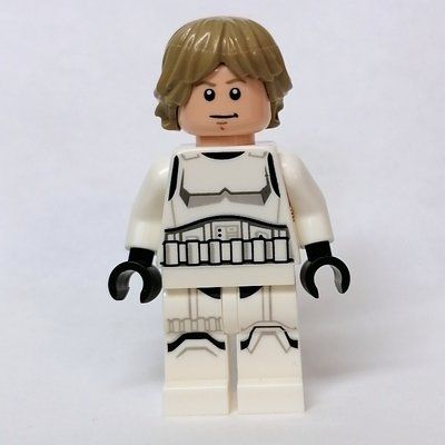 Minifigure Luke Skywalker, Stromtrooper Disguise, Dark Tan Hair del set 75339