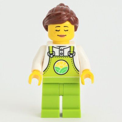 Figurine Farmer, Lime Overalls, Reddish Brown Ponytail du set 60344