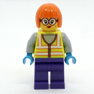 Minifigure Shirley Keeper, Vibrant Yellow Safety Vest del set 60340