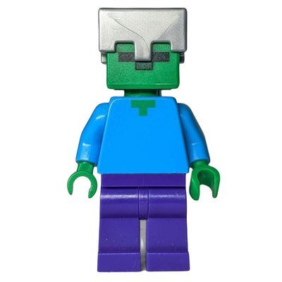Figurine Zombie, Flat Silver Helmet du set 21186