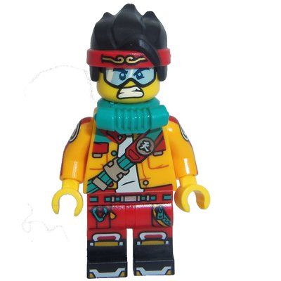 Figurine Monkie Kid, Bright Light Orange Jacket, Breathing Apparatus, Goggles du set 80037