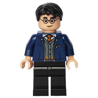 Minifigure Harry Potter, Open Dark Blue Jacket over Gryffindor Sweater from set 76400