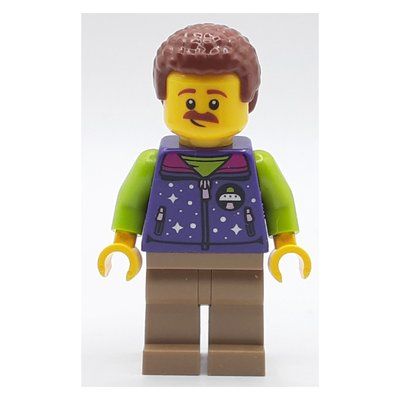 Minifigura Man, Dark Purple Jacket, Lime Alien Hat del set 60313