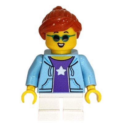 Figurine Girl, Bright Light Blue Jacket, Short White Legs, Sunglasses du set 60338