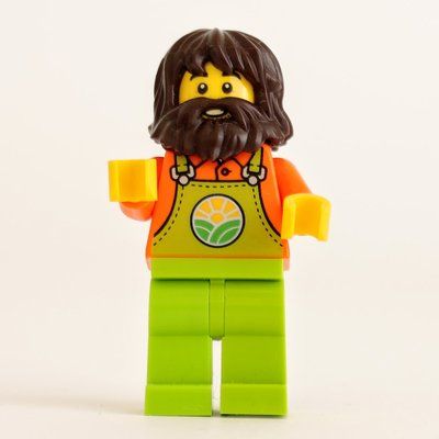 Figurine Farmer, Man, Lime Overalls, Dark Brown Hair and Beard du set 60346
