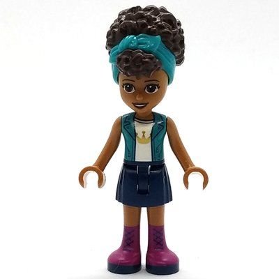 Minifigurka Andrea - Dark Turquoise Jacket, Dark Blue Skirt, Dark Turquoise Ribbon z zestawu 41715