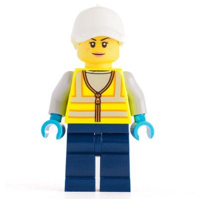 Figurine Woman, Vibrant Yellow Safety Vest, White Cap du set 60347