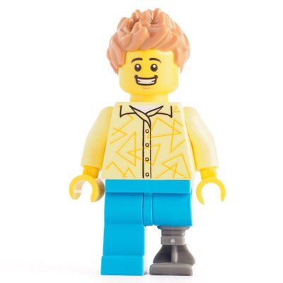 Figurine Man, Bright Light Yellow Shirt, Prosthetic Leg du set 60347