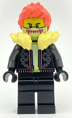 Minifigur Black Torso, Black Legs, Bright Light Yellow Fur Collar, Coral Hair aus Set 60339