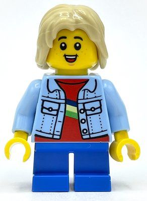 Minifigur Kid - Bright Light Blue Torso, Blue Legs, Tan Hair aus Set 60339