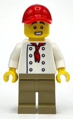 Figurine Chef, White Torso, Dark Tan Legs, Red Cap du set 10303