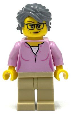 Figurine Bright Pink Torso, Tan Legs, Dark Bluish Grey Hair du set 10303
