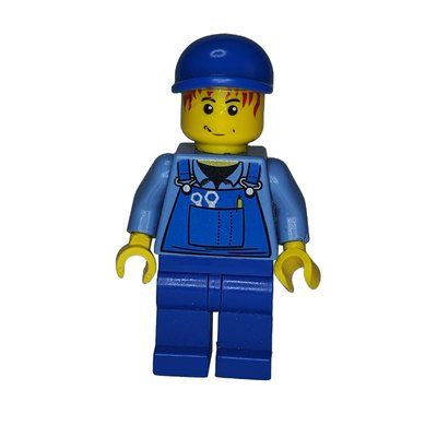 Minifiguur Medium Blue Torso, Blue Overall, Blue Cap (86035) uit set 6166