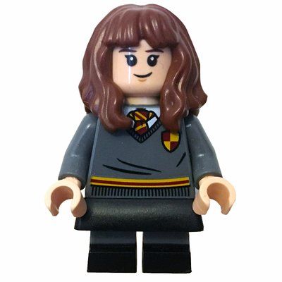Minifigure Hermione Granger, Gryffindor Sweater with Crest, Short Legs, Black Skirt del set 40577
