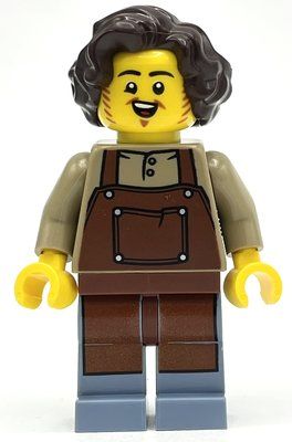Figurine Castle Man, Reddish Brown Apron, Dark Brown Hair du set 10305