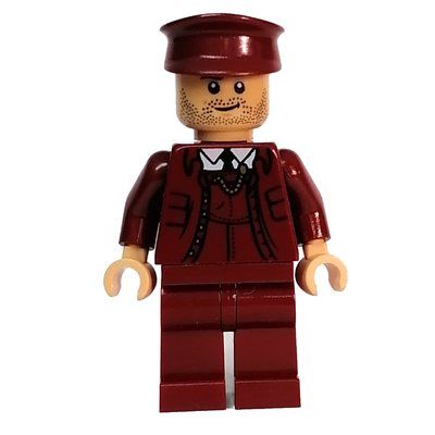 Figurine Train Conductor, Dark Red Suit, Dark Red Cap, Warm Tan Head du set 76405