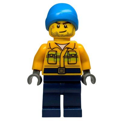 Minifigure Fisherman, Dark Azure Beanie Hat del set 910010