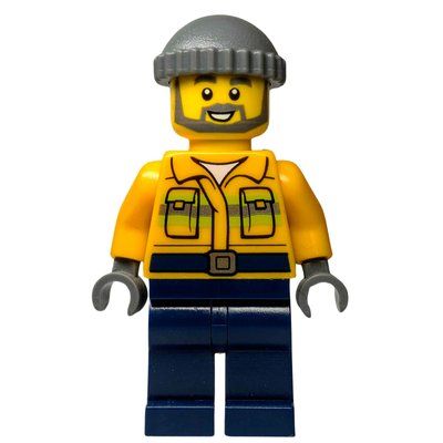 Minifigure Fisherman, Dark Bluish Gray Knitted Cap del set 910010