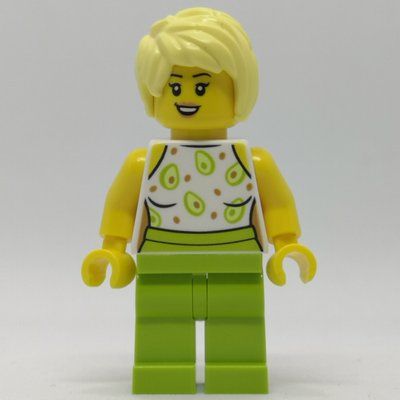 Minifiguur White Torso, Lime Legs, Tan Hair uit set 40578