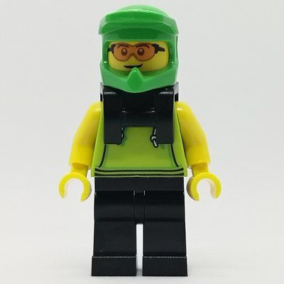 Minifiguur Lime Torso, Black Legs, Lime Helmet, Neck Bracket uit set 40578