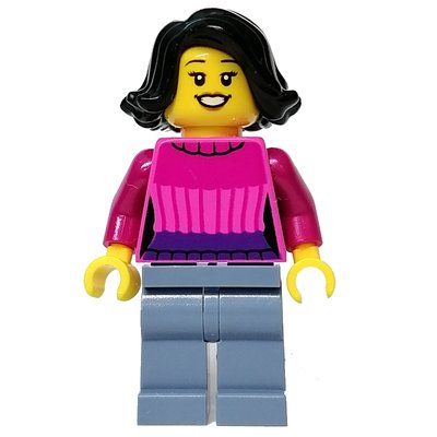 Figurine Dark Pink Torso, Sand Blue Legs, Black Hair du set 10308