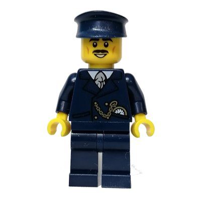 Figurine Tram Driver, Dark Blue Torso, Dark Blue Legs, Dark Blue Hat du set 10308