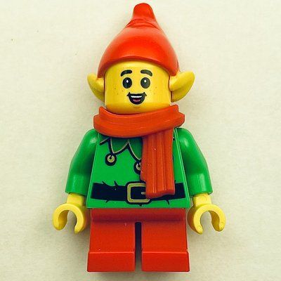 Minifigurka Elf - Bright Green Torso, Red Legs, Red Hat, Red Scarf z zestawu 40564