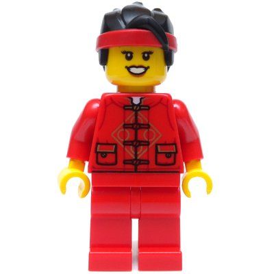 Figurine Red Torso Chinese, Red Legs, Black Hair, Red Bandana du set 80111