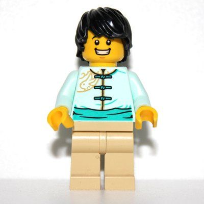 Figurine Light Aqua Torso, Tan Legs, Black Hair du set 80111