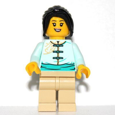 Figurine Light Aqua Torso, Tan Legs, Long Black Hair du set 80111