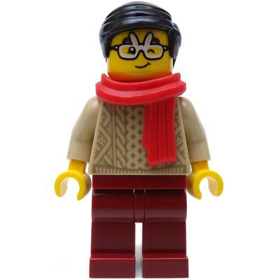 Figurine Tan Torso, Dark Red Legs, Black Hair, Red Scarf du set 80111