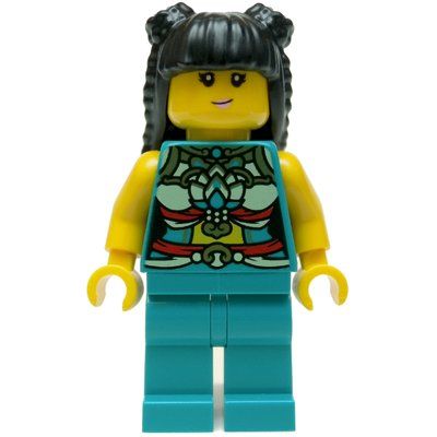 Figurine Dark Turquoise Torso, Chinese Decorations, Dark Turquoise Legs, Black Hair Long du set 80111