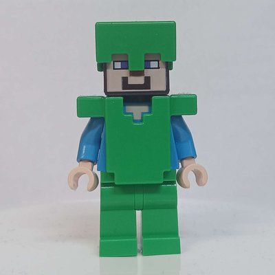 Minifigure Steve in Bright Green Helmet and Armor del set 21243