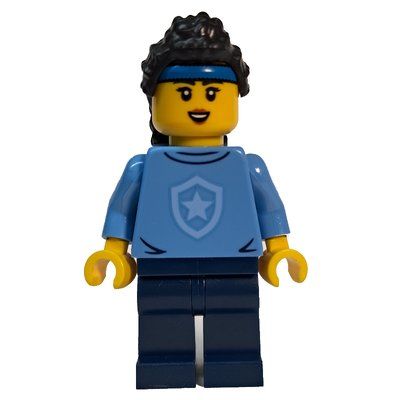 Minifiguur Police Officer, Sweater with Police Badge, Black Hair, Blue Hairband uit set 60372