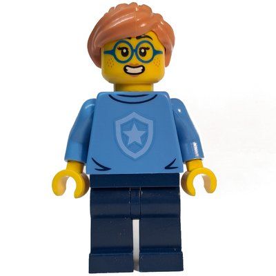 Minifiguur Police Officer, Sweater with Police Badge, Nougat Hair, Glasses uit set 60372