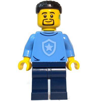 Minifiguur Police Officer, Sweater with Police Badge, Black Hair, Goatee and Hearing Aid uit set 60372