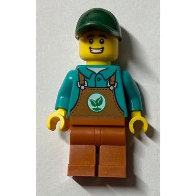Figurine Gardener, Dark Turquoise Shirt, Dark Orange Overalls, Dark Green Cap du set 60390