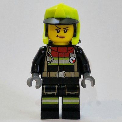 Figurine Firefighter, Black Fire Suit, Vibrant Yellow Helmet du set 60375