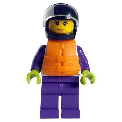 Figurine Boat Racer, White and Dark Purple Race Suit, Orange Life Vest, Black Helmet du set 60373