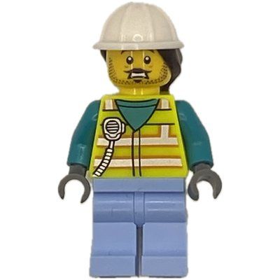 Figurine Man, Vibrant Yellow Safety Vest, White Hard Hat du set 60374
