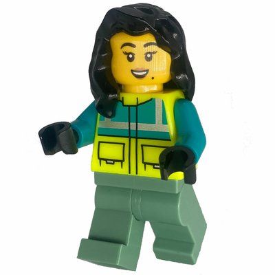 Minifigur Paramedic, Vibrant Yellow Safety Jacket, Sand Green Legs aus Set 60371