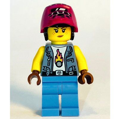 Minifigurka Mech Max, Sand Blue Vest, Medium Blue Legs, Magenta Hair z zestawu 60389