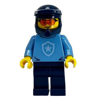 Minifigur Police Officer, Sweater with Police Badge, Dark Blue Helmet, Orange Glasses aus Set 30638