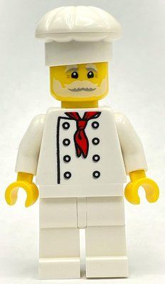Figurine Pizza Chef - White Torso, White Legs, White Hat, White Beard du set 10312